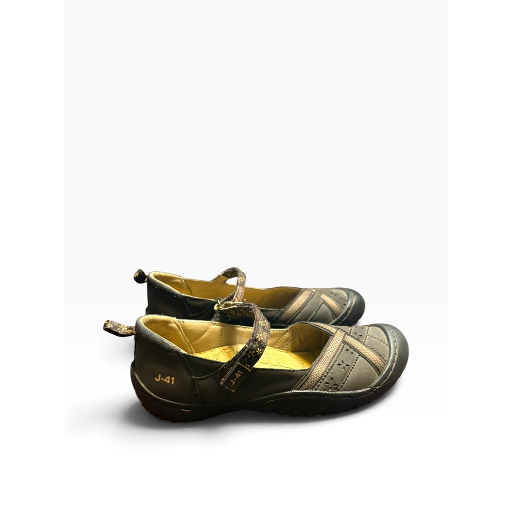 J-41 Adventure On Mary Jane Flats Jeep Traction Sole Vegan Grey Olive Womens 7M